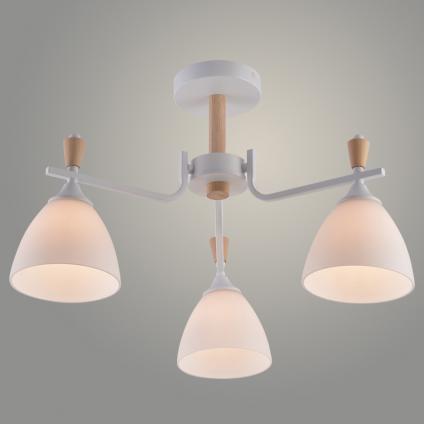 Люстра XA1627/3 WH+WOOD белый+дерево 3х60W E27 d600 h270, HN25